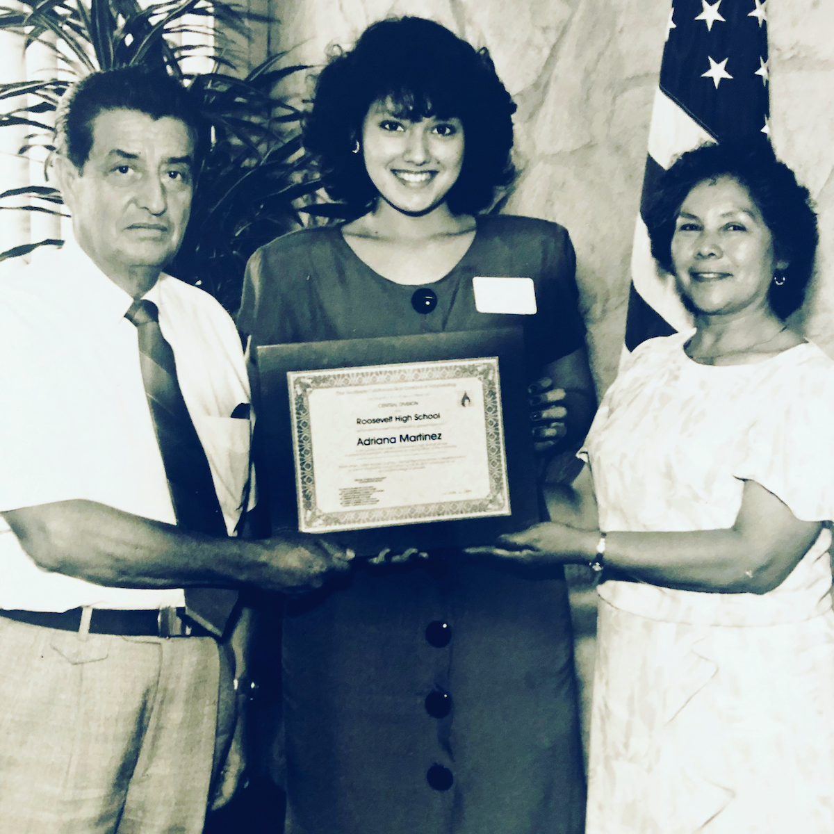 Adriana with her parents