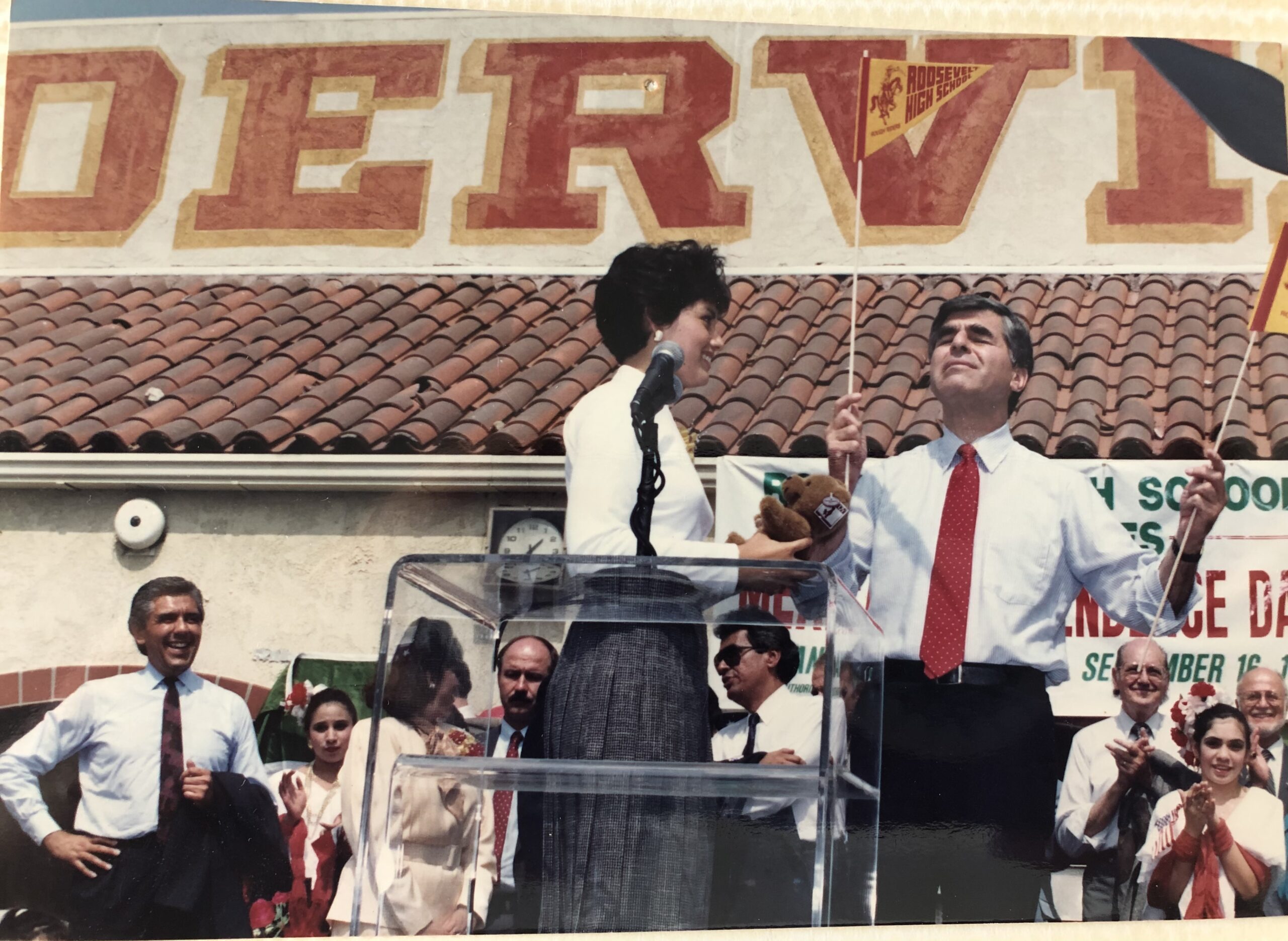 Adriana greeting Michael Dukakis